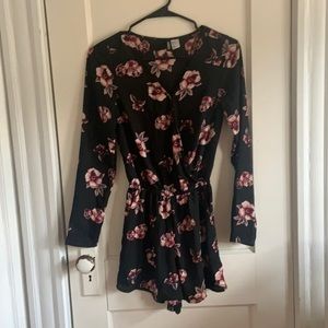 Black floral romper